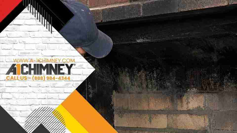 Chimney firebox repair on a cracked firebox with brick repair and firebox panel replacement.