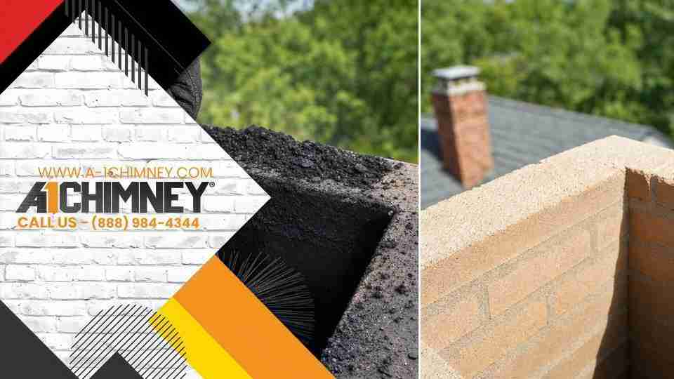 Chimney soot removal clearing soot buildup, chimney soot stains, and creosote from a chimney.